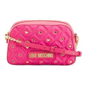 NWT LOVE MOSCHINO Nylon Eyelets Camera Bag in Fuxia
